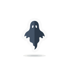 Fototapeta premium Minimalist flat color spirit ghost icon isolated on white background for supernatural and Halloween designs