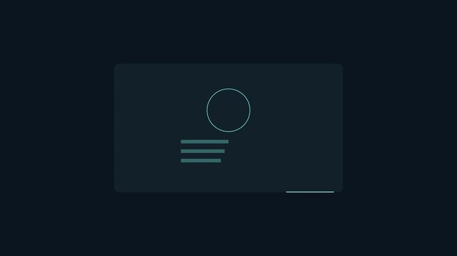 Minimalist hud interface animation with circular data loading and text lines for technology and digital ui projects 4k