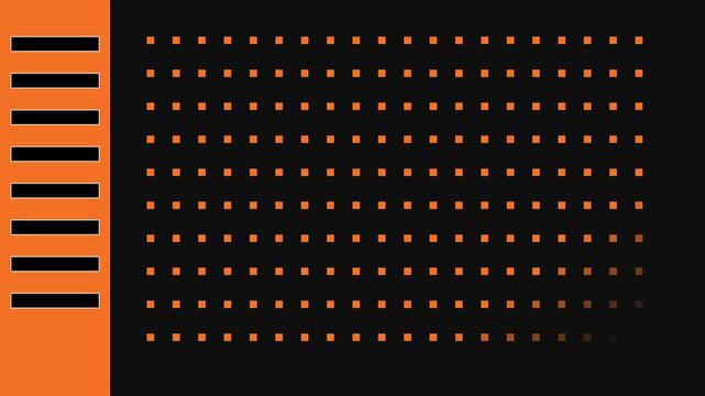 Minimalist orange and 4k black abstract motion background, with grid pattern, animation