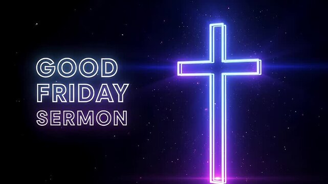 Glowing neon cross shines brightly in this animated video motion clip
