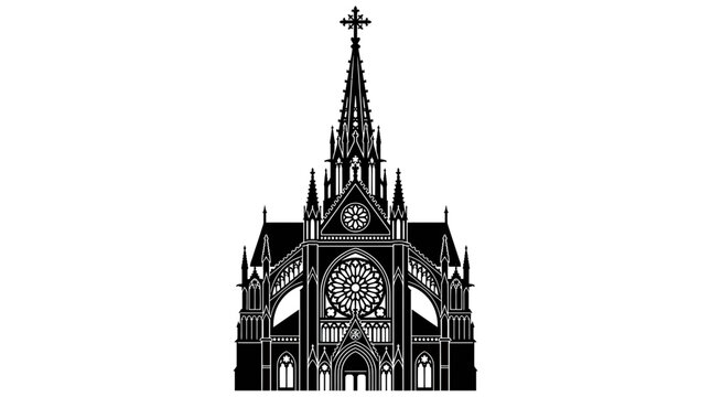 Gothic Cathedral Silhouette Vector Illustration