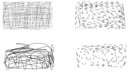Obraz premium Black and white scribble textures on white background