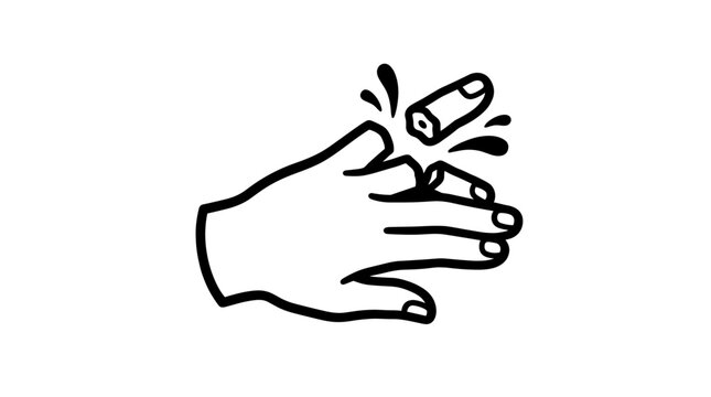 Minimalist vector illustration of a hand snapping fingers with dynamic motion lines representing energy