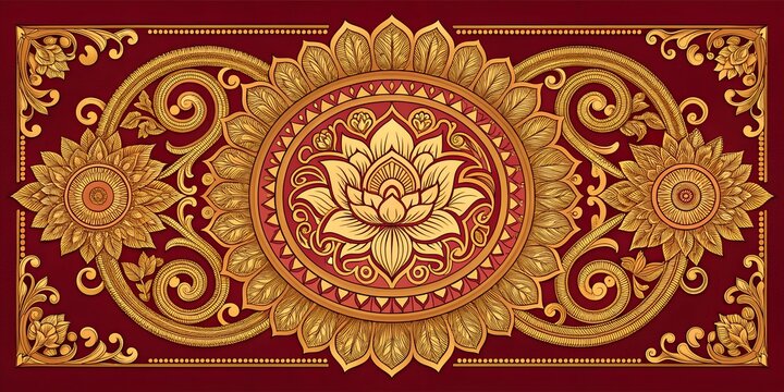 Intricate Sri Lankan Traditional Ornament Artwork with Liya Pata Motifs