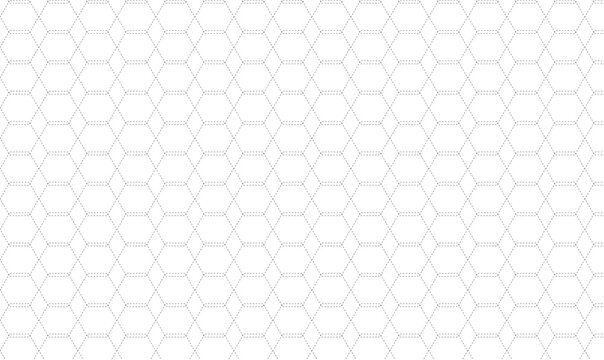 Abstract geometric pattern with repeating hexagonal shapes connected by thin black dashed creative line segments