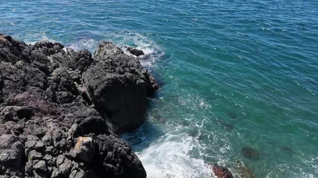 Waves Crashing on Rugged Rocky Coastline at Otter Point, Vancouver Island, Canada