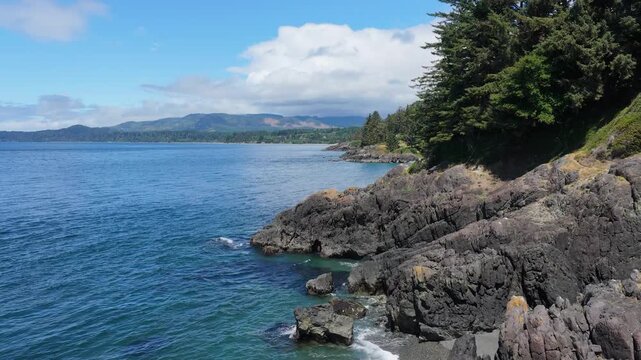 Beautiful Rocky Coastline Of Vancouver Island With Pacific Ocean Views
