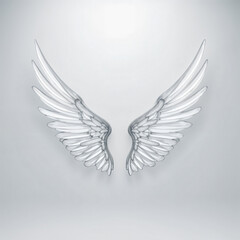 Fototapeta premium Translucent, icy angel wings against a gray background.