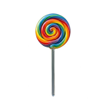 Rainbow swirl lollipop on a black background