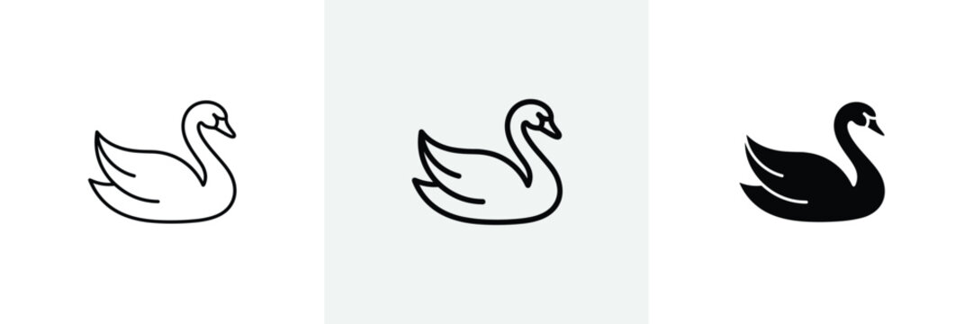 Swan animal line and glyph icon, cute elegant swan bird sign, vector graphics, linear icon, editable stroke.