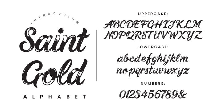 Saint Gold textured brush script font for elegant signature and artistic wedding invitation