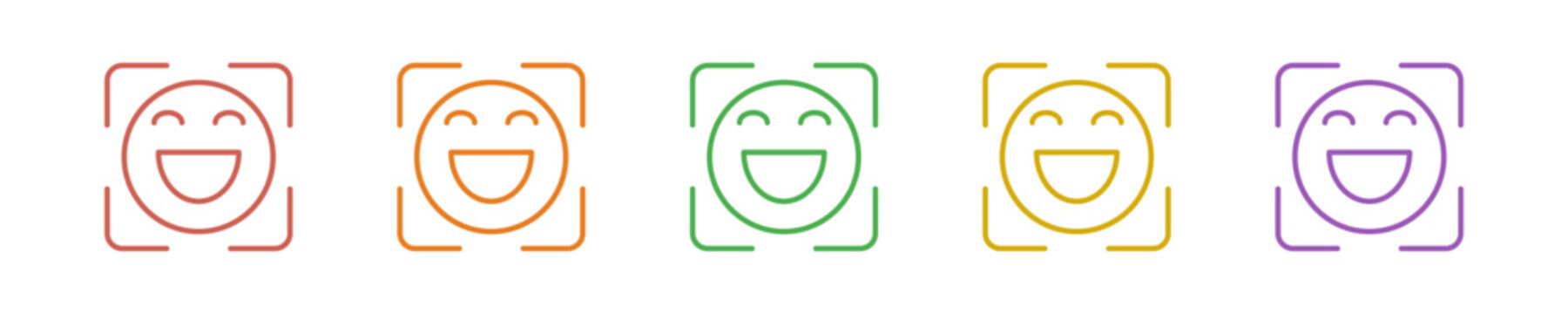 Face Scan Icon Set Multiple Style Collection. Vector Illustration Concept Designed In Line Colorful Style