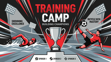 Obraz premium Dynamic Sports Training Camp Graphic For Champions