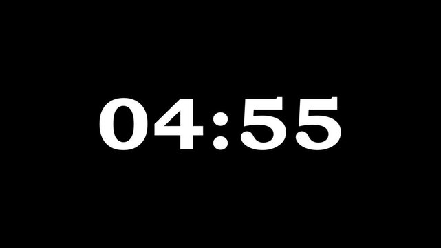 5 minute timer countdown animation, 300 to 240 countdown five minute countdown timer animation. 