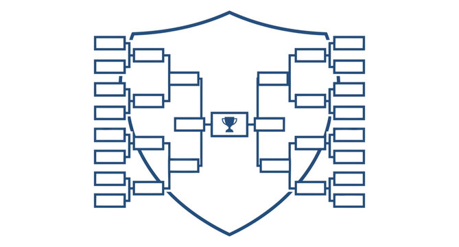 Shield shaped sports tournament knockout bracket illustration