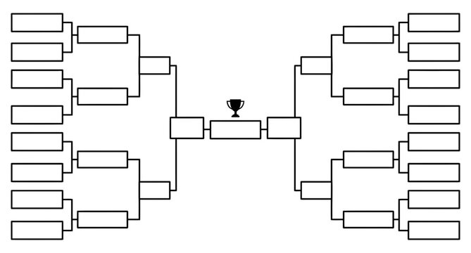 Tournament bracket layout, sports competition chart, elimination format