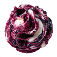 Obraz premium Gelato dessert made of blueberry with syrup swirls isolated on a white background