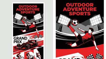 Obraz premium Dynamic Outdoor Sports Festival Poster With Soccer And Racing Elements Design