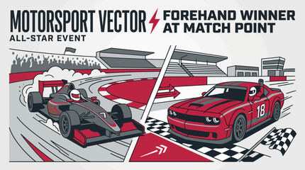 Obraz premium Dynamic Motorsport Vector Art Featuring Racing Cars On Track