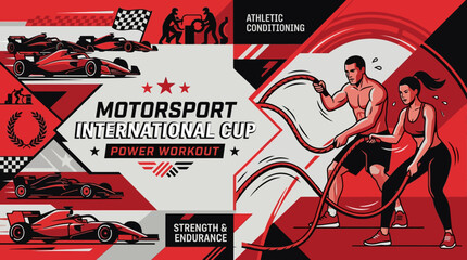 Obraz premium Dynamic Motorsport International Cup Power Workout Athletic Conditioning Illustration