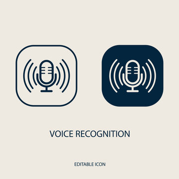Speech to Text and Voice Recognition UI Elements, Podcast Microphone Linear Vector Icons