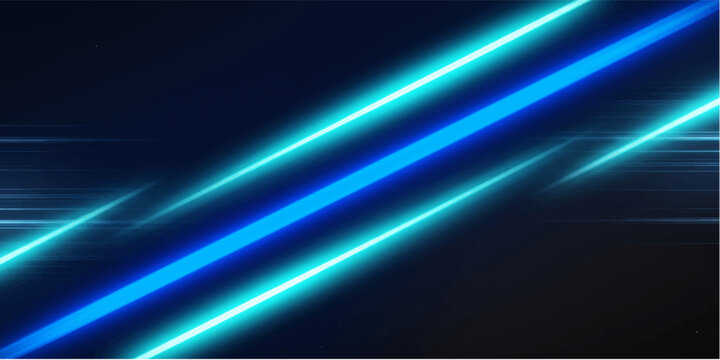 Abstract glowing neon lines create a dynamic and futuristic background, with vibrant blue and cyan light streaks on a dark, textured surface.