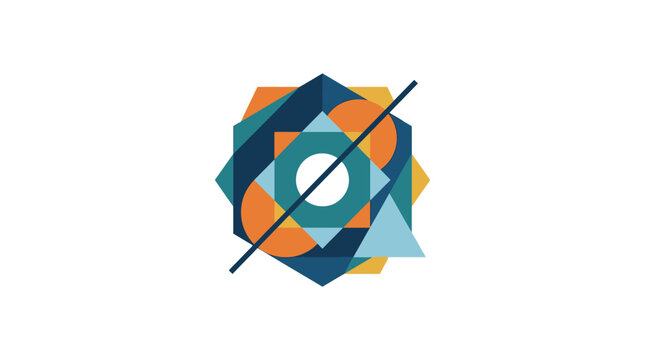 Colorful abstract geometric logo with circles and triangles.