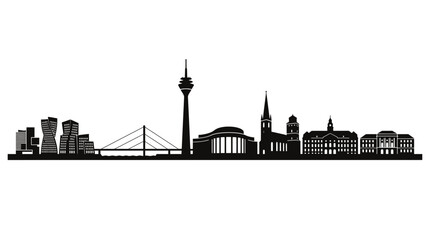 Obraz premium Dusseldorf Skyline Silhouette - Iconic German Cityscape