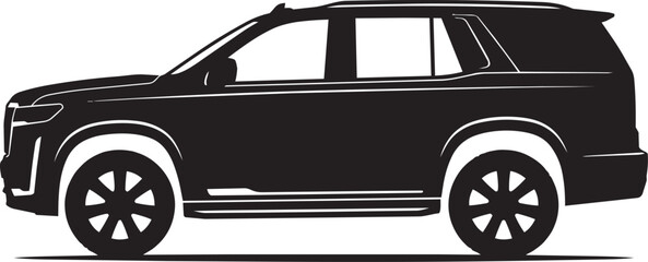 Black SUV Car Silhouette Vector Isolated on White Background Off Road Vehicle Illustration © Mumtaz Parveen