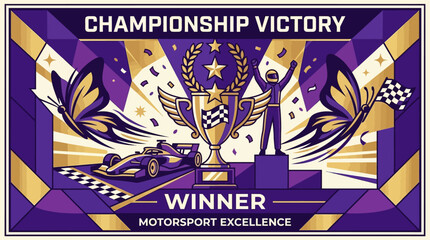 Obraz premium Championship Victory Motorsport Excellence Podium Winner Celebration Trophy