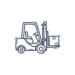 Naklejka premium Forklift lifting single cardboard box icon
