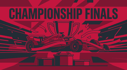 Obraz premium Championship Finals Racing Car Event Winner Trophy Podium Celebration