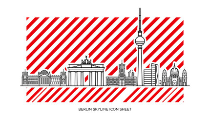 Berlin Skyline Icon Sheet - Brandenburg Gate, TV Tower, Reichstag © jono