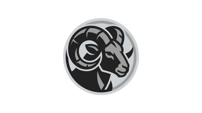 Circular bighorn ram head logo design.