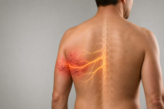 Shingles nerve pain radiating across one sided back