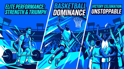 Obraz premium Athletic Prowess Strength Basketball Victory Montage