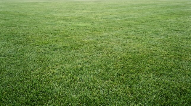 A lush, well-manicured lawn stretching to the horizon, with vibrant green grass showing subtle mowing patterns and gentle undulating texture across the field.
