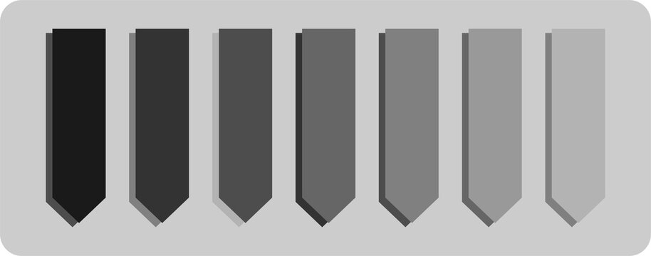 Set of gradient bookmark page markers in gray tones, flat design ribbon tabs vector illustration for document organization and index tab concepts