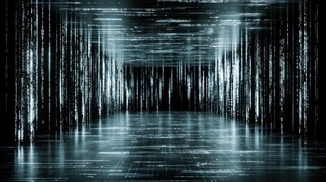 Abstract digital tunnel with binary code