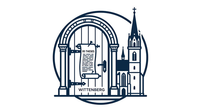 Martin Luther's 95 Theses on Wittenberg Church Door - Reformation Symbol