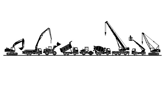 Heavy Construction Equipment Lineup.
