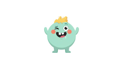 Cute cartoon alien character with big eyes and happy expression standing upright Vector © MSTSHORIFA