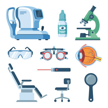 Medical eye care equipment tools.