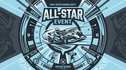 Obraz premium All Star Event High Speed Corner Drift Vector Sports Graphics