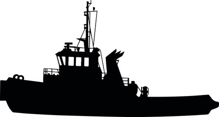 Tugboat Ship Icon Silhouette for Nautical Logo Design © Icons Queen