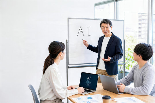 生成AI研修を受ける日本人ビジネスチーム