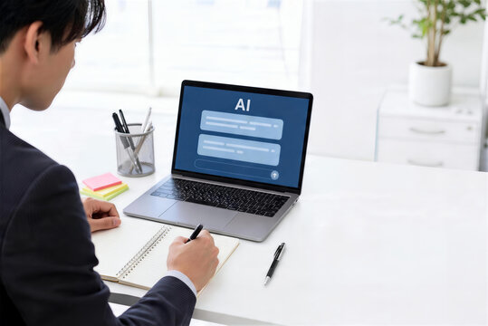 AIチャットボットを確認する日本人カスタマーサポート担当者