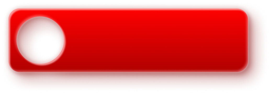 Wide left hollow toggle button with red 3d gradient glossy shiny vibrant for click here submit confirm apply start go web button banner on transparent background