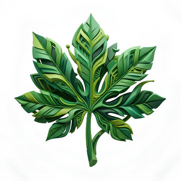 Vibrant Green Palmately Compound Leaf with Radiating Leaflets.