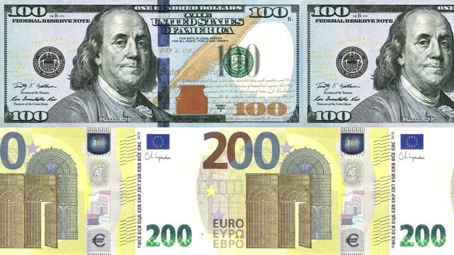 Dollar to Euro 200 Money Exchange Background Loop Animation Currency Finance Business Footage
